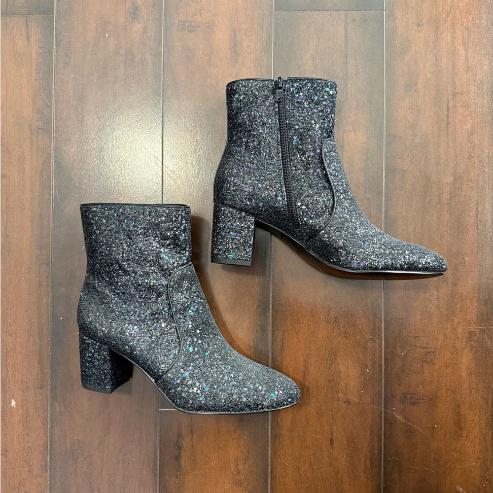 J. Crew Glitter Ankle Boots - Black